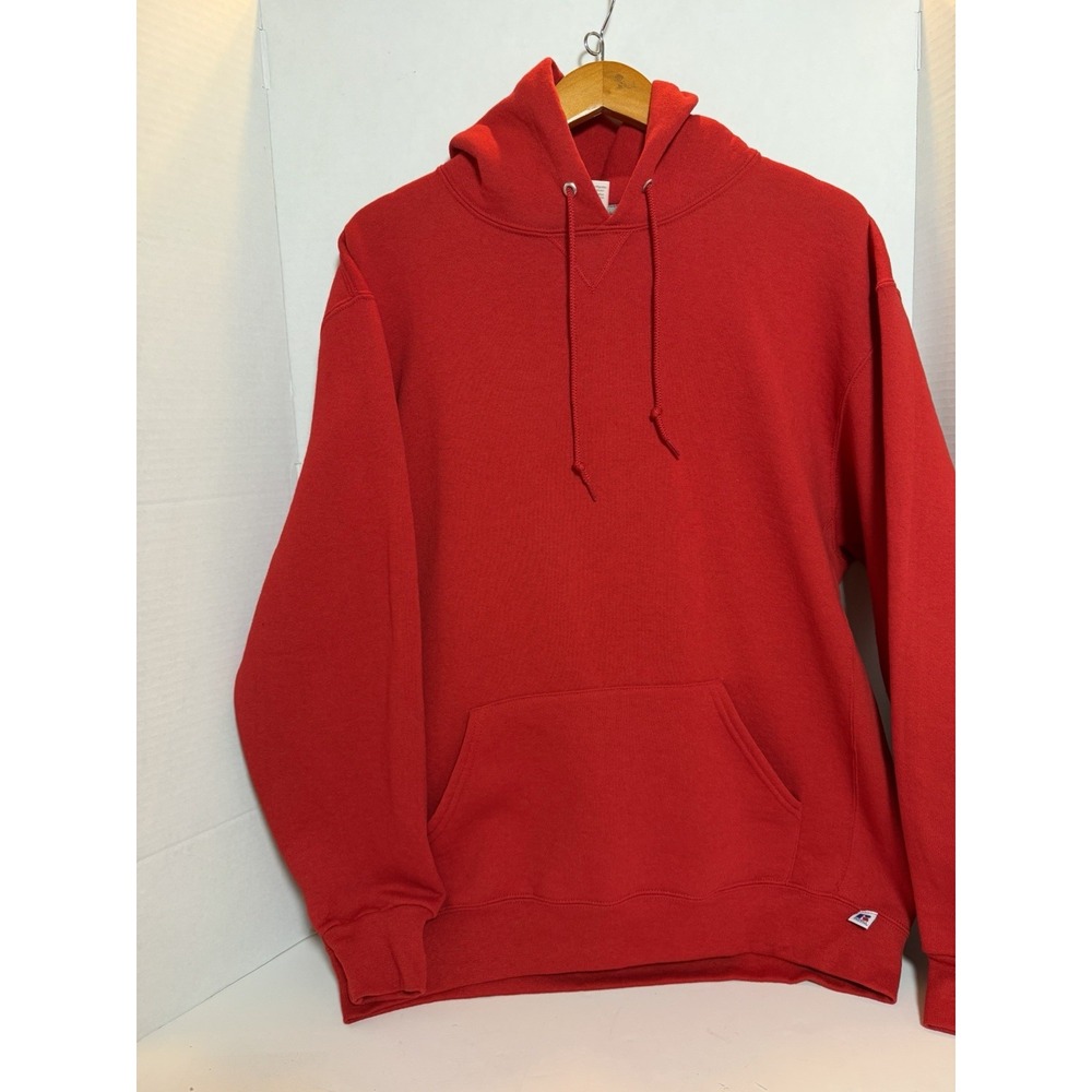 Vtg Y2K 2000's Russell Athletic Red Minimalist Hoodie L Pullover 200